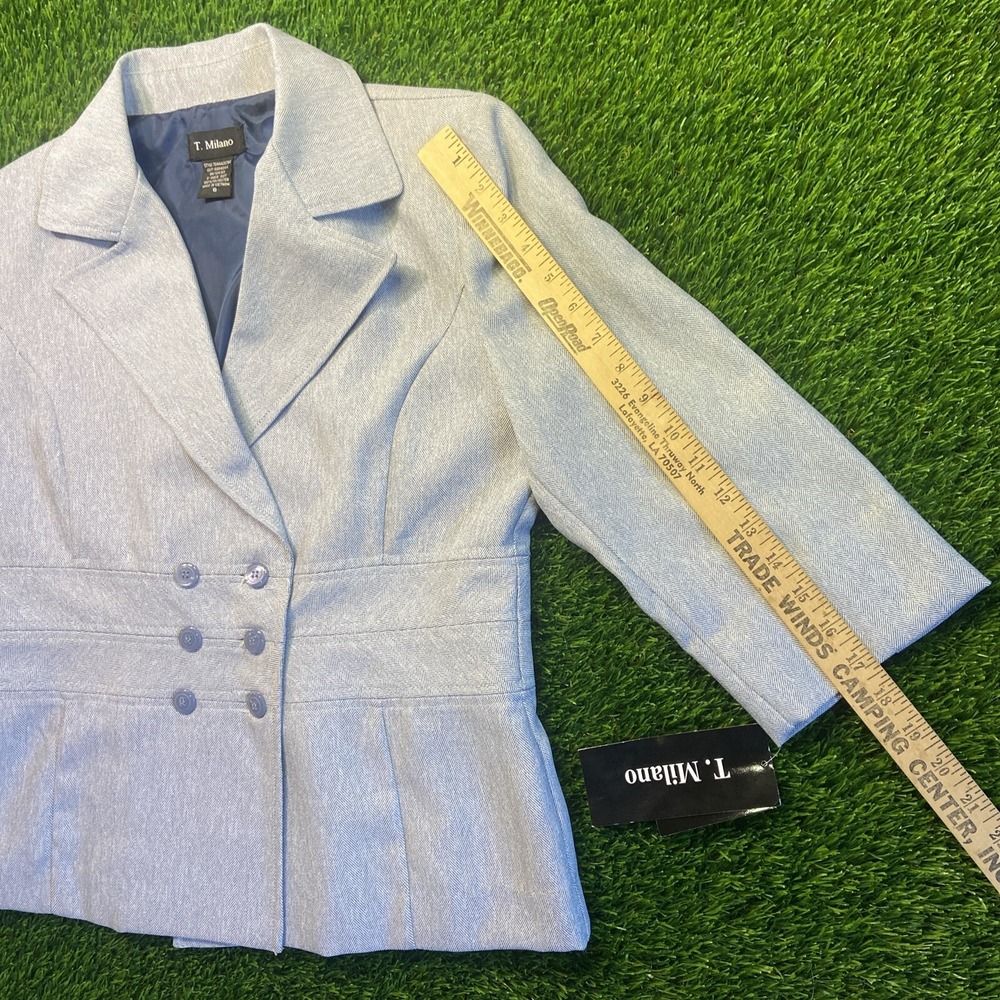 NEW T. MILANO - WOMEN'S Sz 8 GRAY 3/4 SLEEVE BLAZER SUIT JACKET - Picture 8 of 10